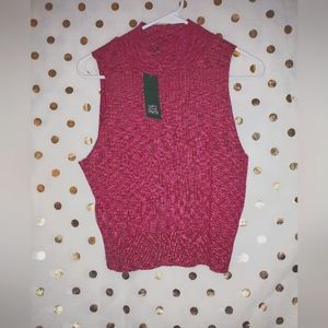 A new day, cropped, sleeveless top,thin knit , Summer time,high neck .